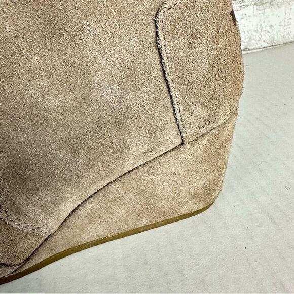 TOMS Booties Wedge Heel Suede Lace Up Ankle Boot Gray Brown 7 - Picture 9 of 13